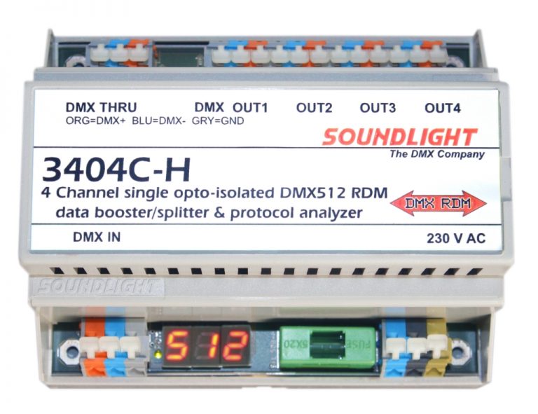 4 channel DMX-Splitter, DIN Rail, RDM