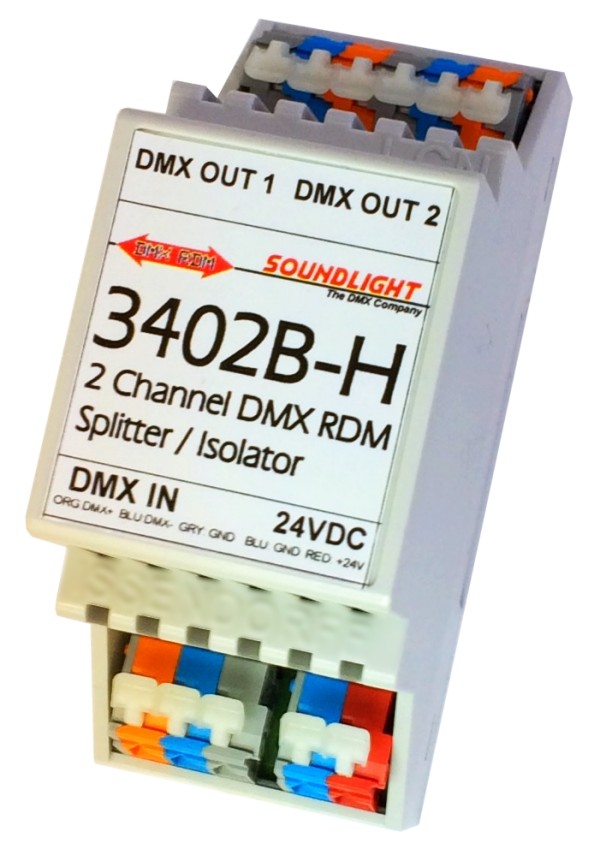2 channel DMX Splitter/Booster DIN rail